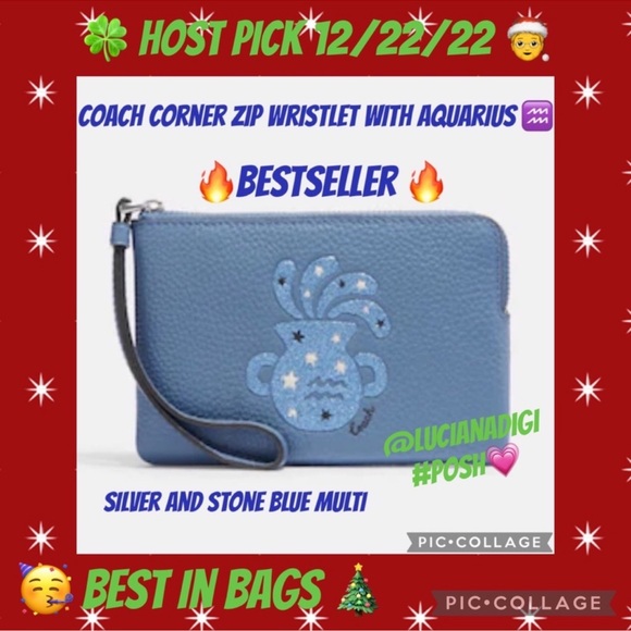 Coach corner zip wristlet with Aquarius ♒️ New 🔥 - Picture 11 of 11